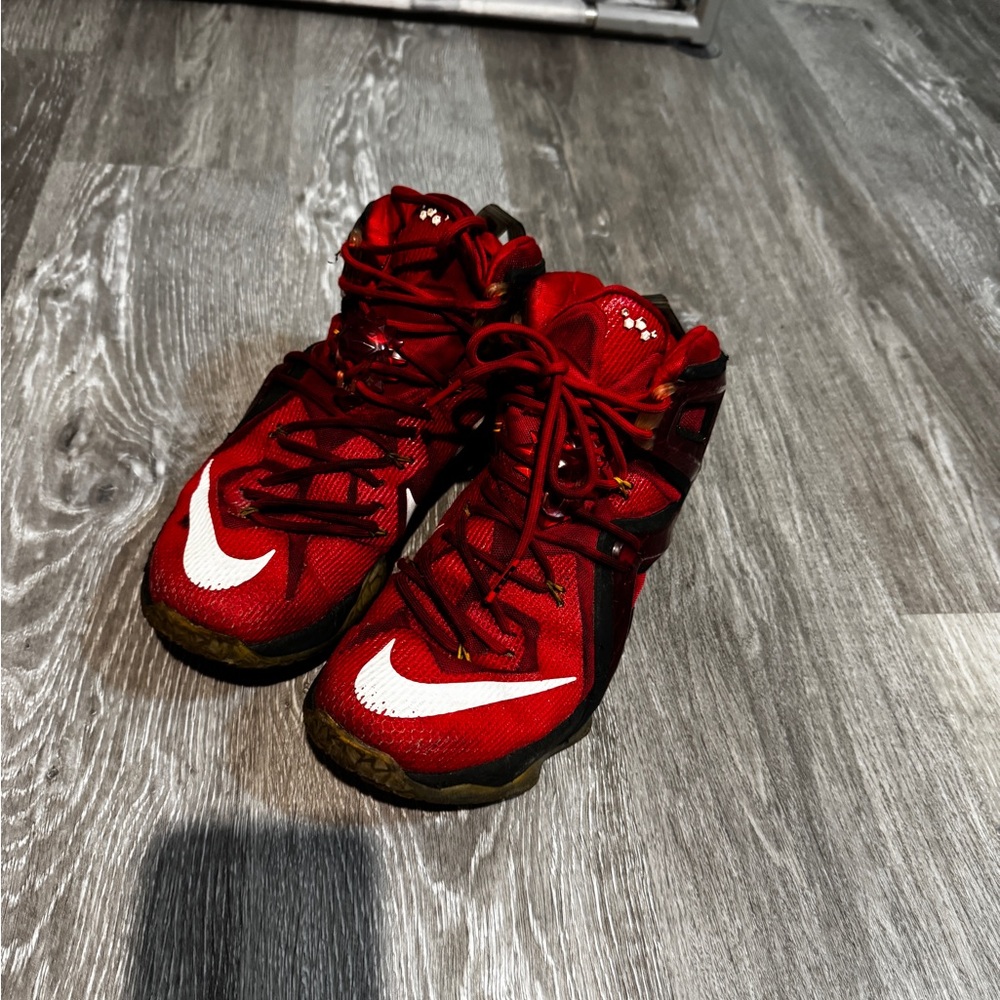 LeBron Nike Red and Black Athletic Sneakers